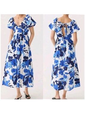 NEW J. Crew Cecily Dress In Painted Floral Print Size 8 Blue White NWT Cottage
